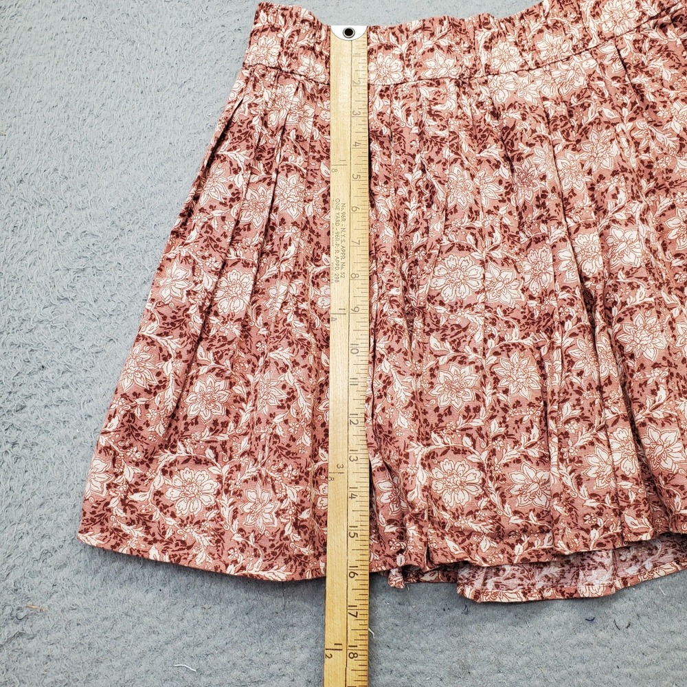 American Eagle A-Line Skirt Womens M Multi Floral Cotton Blend Pleated Pull On - Picture 3 of 8